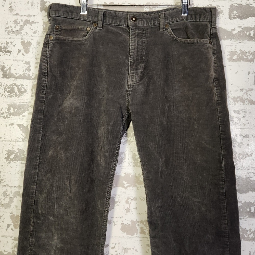 Dockers Mens Corduroy Pants Size 36x32 Charcoal Gray Straight Fit Casual Comfort - Picture 2 of 16